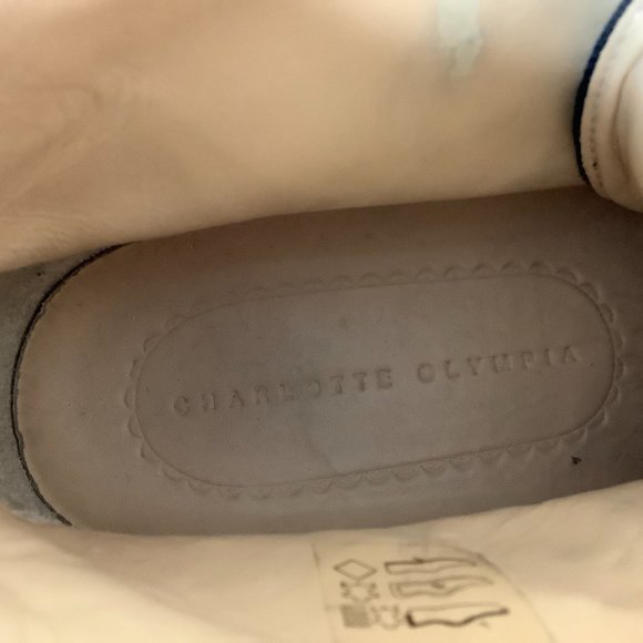 Charlotte Olympia Gold Toe Black High Top Spider Web Embroidered Sneakers EU 39 - Picture 7 of 8